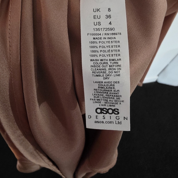 ASOS DESIGN Satin Corset Maxi Dress Copper Mesh Sleeve | US 4 - Picture 6 of 6